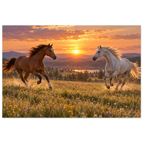 Fuchs und Schimmel im Abendlicht – Kunstdruck 60×90 cm