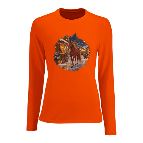 Fuchs auf dem Weihnachtsmarkt – Damen-Langarmshirt