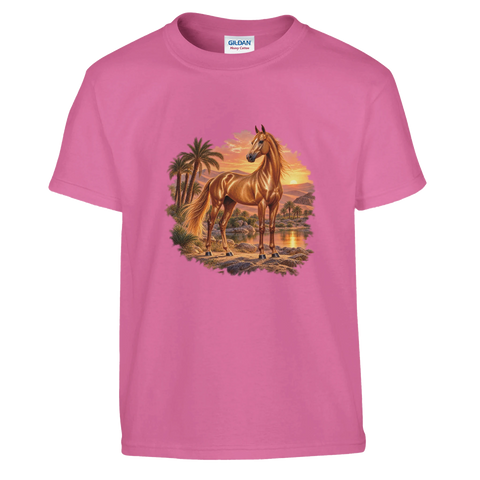 Akhal-Teke an der Wüstenoase – Kinder-T-Shirt