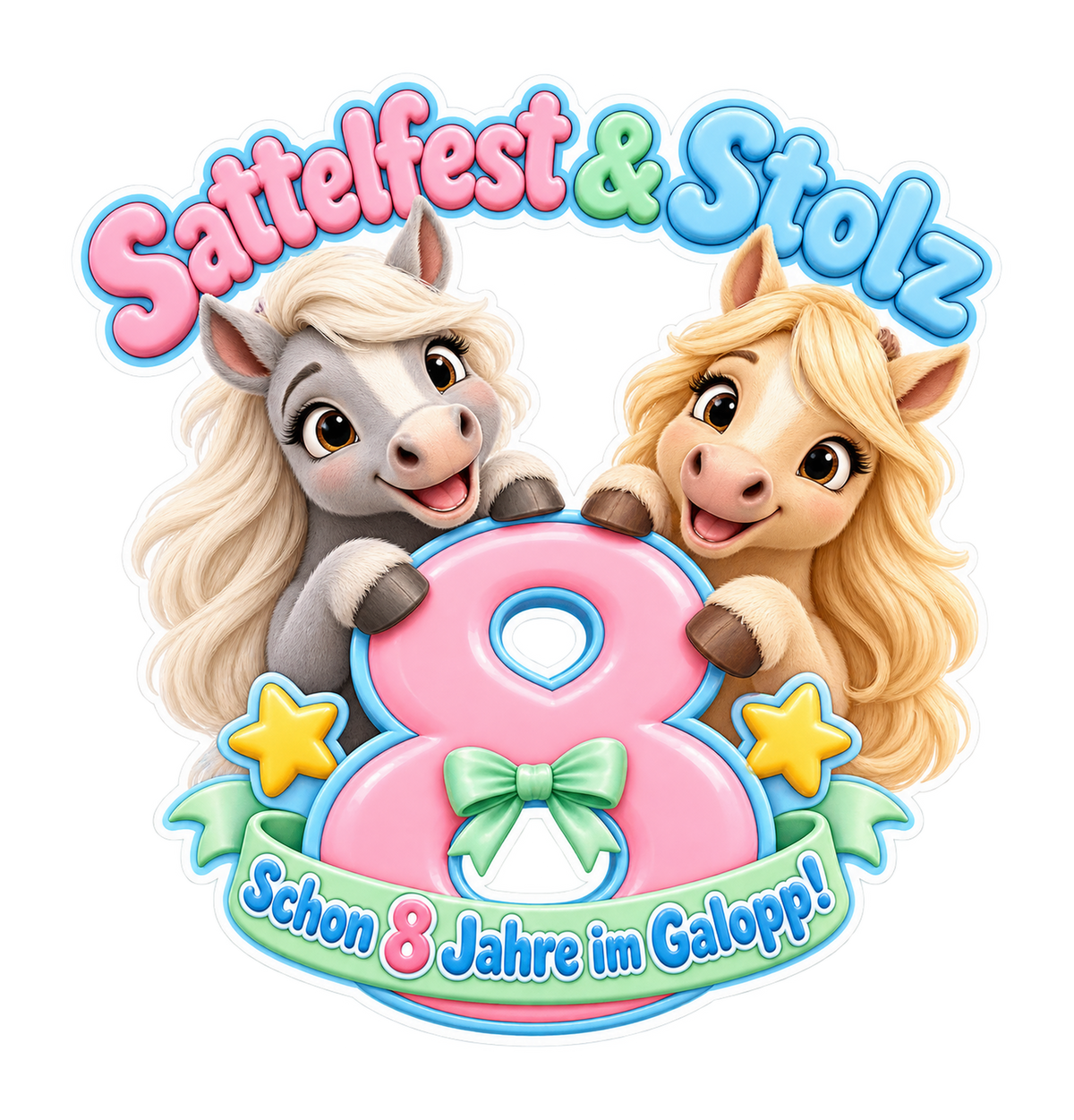 Motiv: Sattelfest und Stolz (8 Jahre) – Kinder-Hoodie – KI-gestaltetes Pferdemotiv