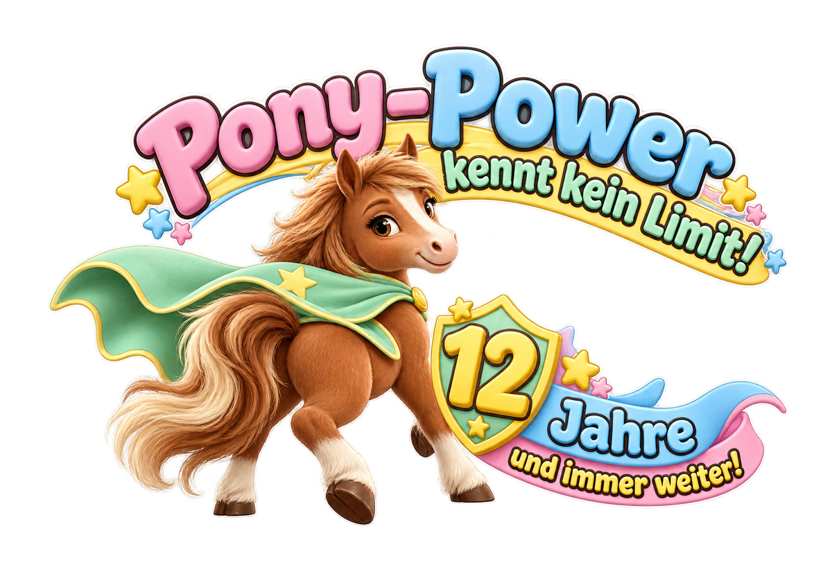 Motiv: Pony-Power kennt kein Limit! (12 Jahre) – Kinder-Hoodie – KI-gestaltetes Pferdemotiv