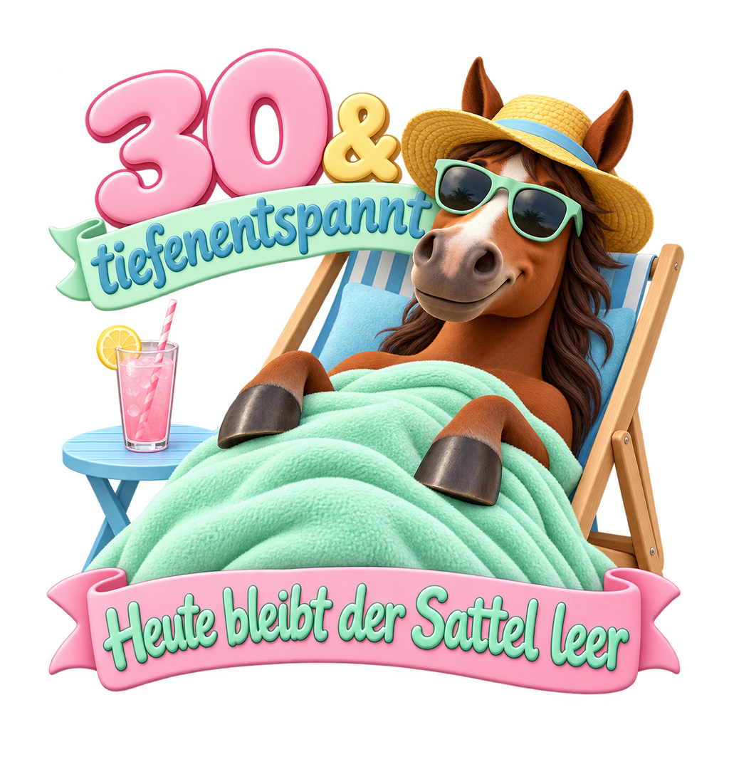 Motiv: 30 und tiefenentspannt – Pullover – KI-gestaltetes Pferdemotiv