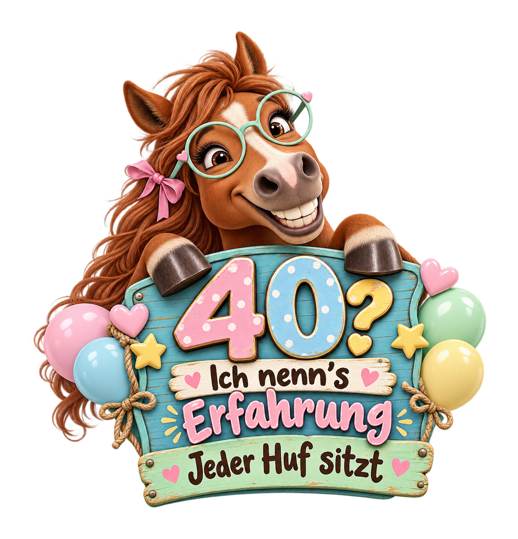 Motiv: 40? Ich nenn's Erfahrung – Hoodie – KI-gestaltetes Pferdemotiv