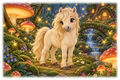 Motiv: Pony im märchenhaften Pilzwald – Kinder-T-Shirt Bio – KI-gestaltetes Pferdemotiv