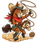 Motiv: Cowboy auf dem Steckenpferd – Hoodie – KI-gestaltetes Pferdemotiv