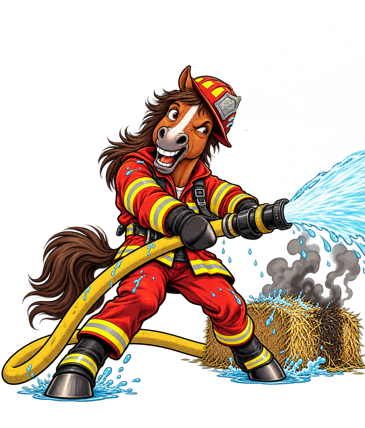 Motiv: Feuerwehr-Pferd im Einsatz – Hoodie – KI-gestaltetes Pferdemotiv