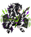 Motiv: Heavy-Metal-Pferd mit Gitarre – Bio-T-Shirt Herren – KI-gestaltetes Pferdemotiv
