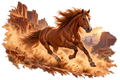 Motiv: Mustang im roten Canyon – Hoodie mit Rückendruck – KI-gestaltetes Pferdemotiv