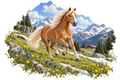 Motiv: Haflinger auf der Frühlingsalm – Hoodie mit Rückendruck – KI-gestaltetes Pferdemotiv