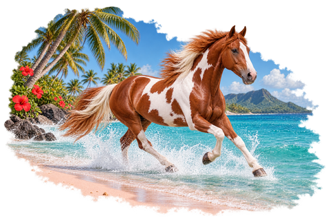 Pinto im türkisen Wasser – Hoodie mit Rückendruck