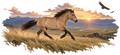 Motiv: Falbe in der Steppe – Hoodie mit Rückendruck – KI-gestaltetes Pferdemotiv