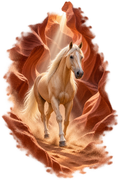 Motiv: Palomino im roten Slot Canyon – Hoodie mit Rückendruck – KI-gestaltetes Pferdemotiv