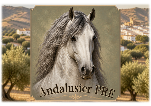 Motiv: Andalusier PRE – T-Shirt – KI-gestaltetes Pferdemotiv