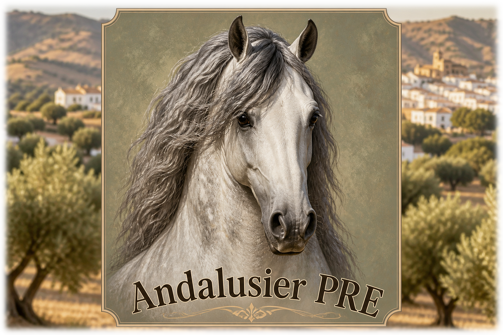 Motiv: Andalusier PRE – Hoodie – KI-gestaltetes Pferdemotiv