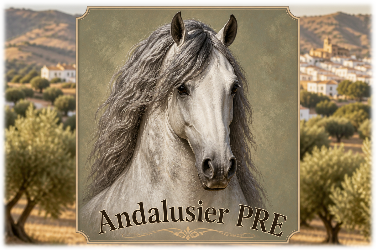 Motiv: Andalusier PRE – Hoodie – KI-gestaltetes Pferdemotiv