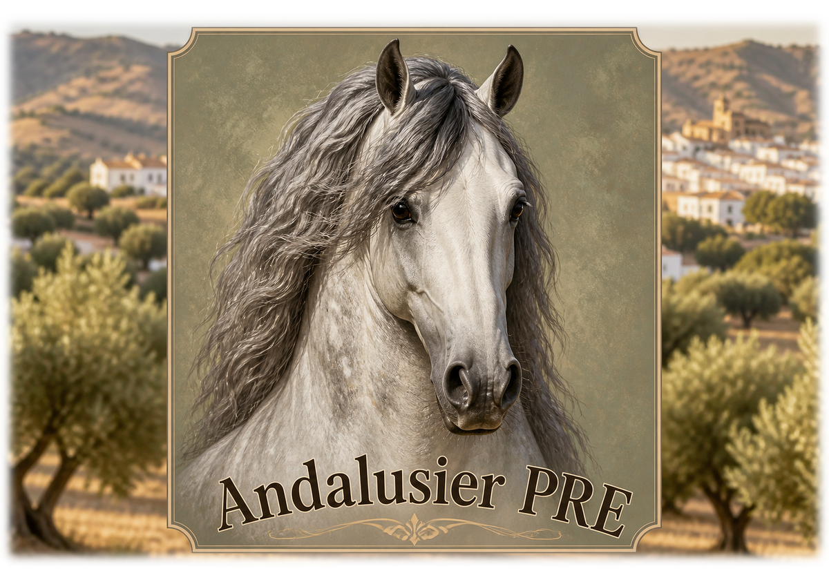 Motiv: Andalusier PRE – Hoodie – KI-gestaltetes Pferdemotiv