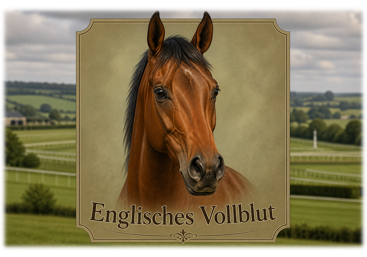 Motiv: Englisches Vollblut – T-Shirt – KI-gestaltetes Pferdemotiv