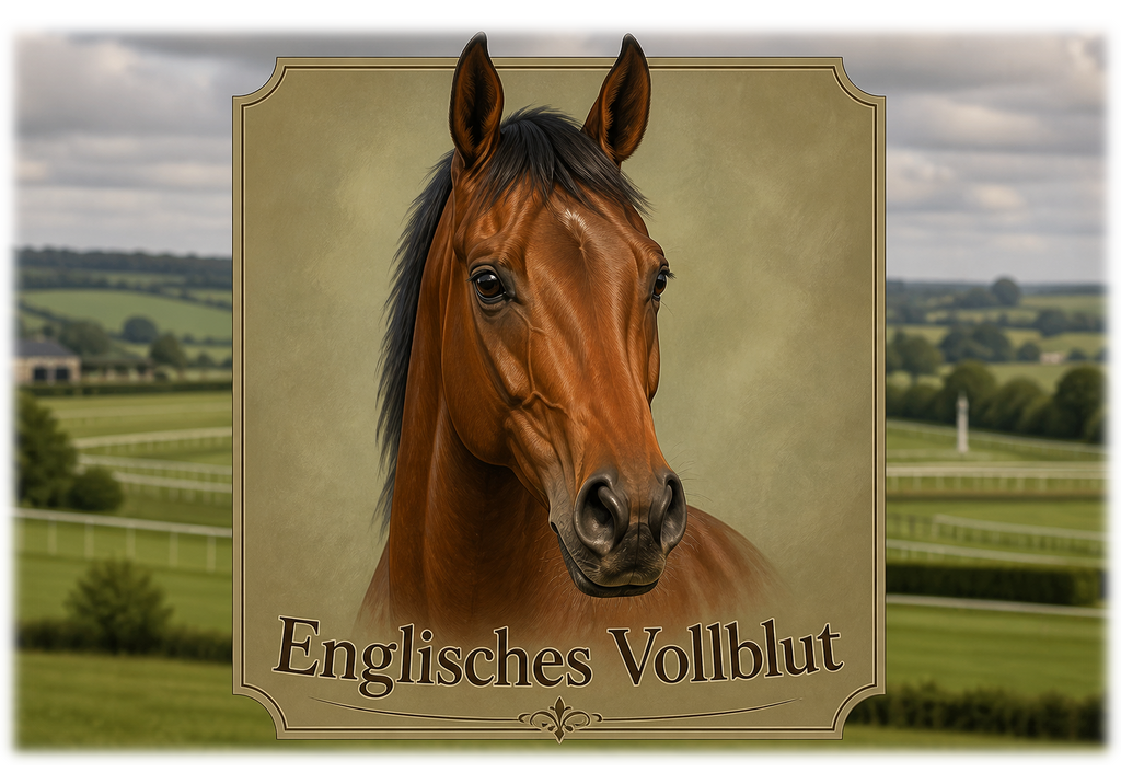 Motiv: Englisches Vollblut – Hoodie mit Rückendruck – KI-gestaltetes Pferdemotiv