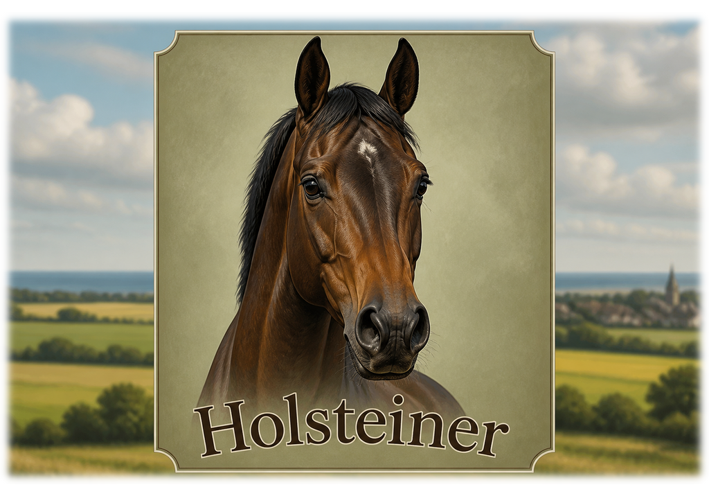 Motiv: Holsteiner – Hoodie mit Rückendruck – KI-gestaltetes Pferdemotiv