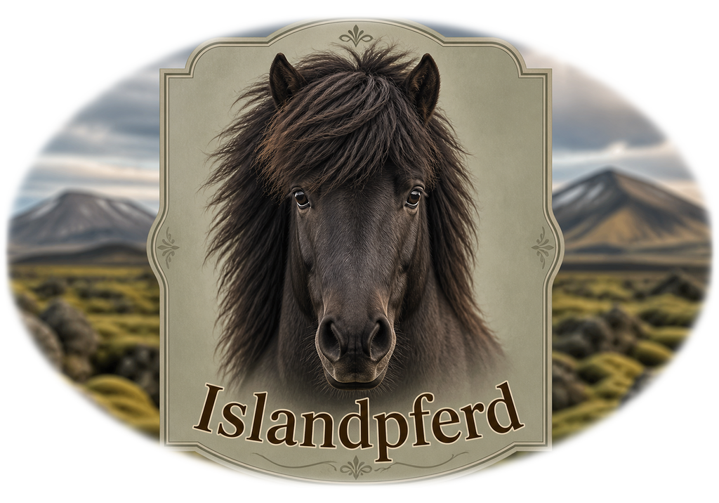 Motiv: Islandpferd – Hoodie mit Rückendruck – KI-gestaltetes Pferdemotiv