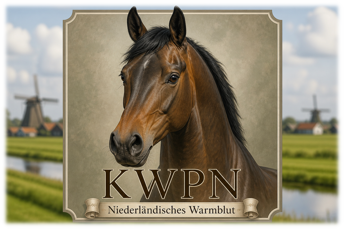 Motiv: KWPN Niederlaendisches Warmblut – Hoodie – KI-gestaltetes Pferdemotiv