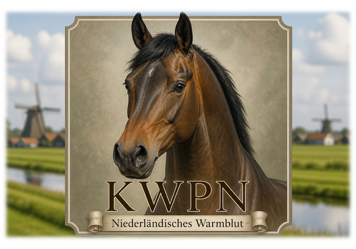 Motiv: KWPN Niederlaendisches Warmblut – Hoodie – KI-gestaltetes Pferdemotiv
