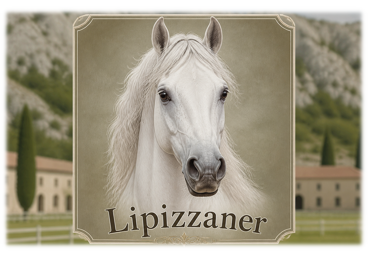 Motiv: Lipizzaner – T-Shirt – KI-gestaltetes Pferdemotiv