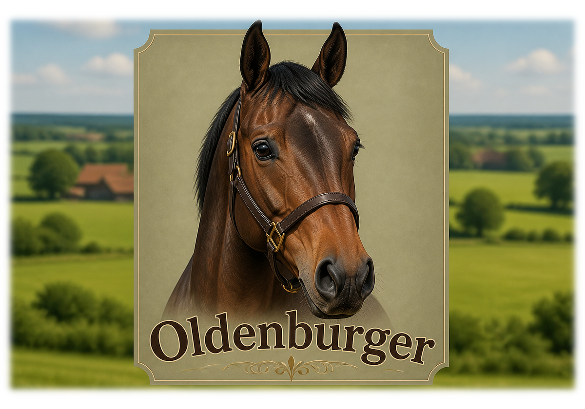 Motiv: Oldenburger – T-Shirt – KI-gestaltetes Pferdemotiv