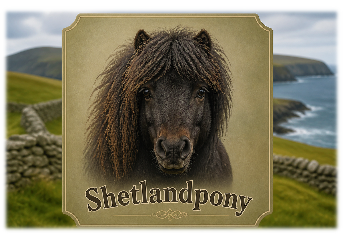 Motiv: Shetlandpony – T-Shirt – KI-gestaltetes Pferdemotiv