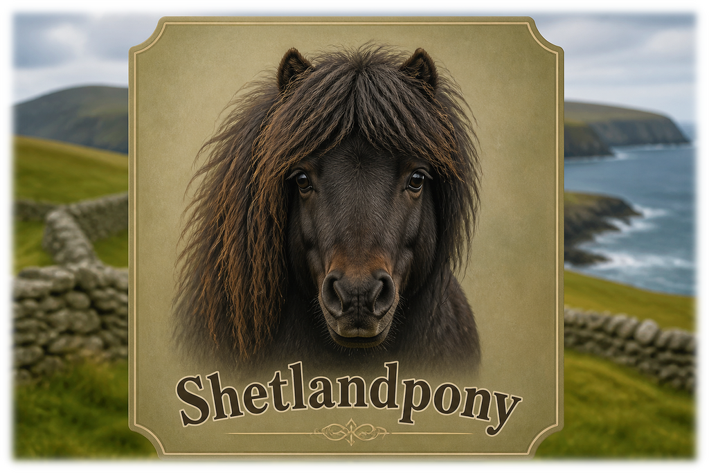 Motiv: Shetlandpony – Hoodie – KI-gestaltetes Pferdemotiv