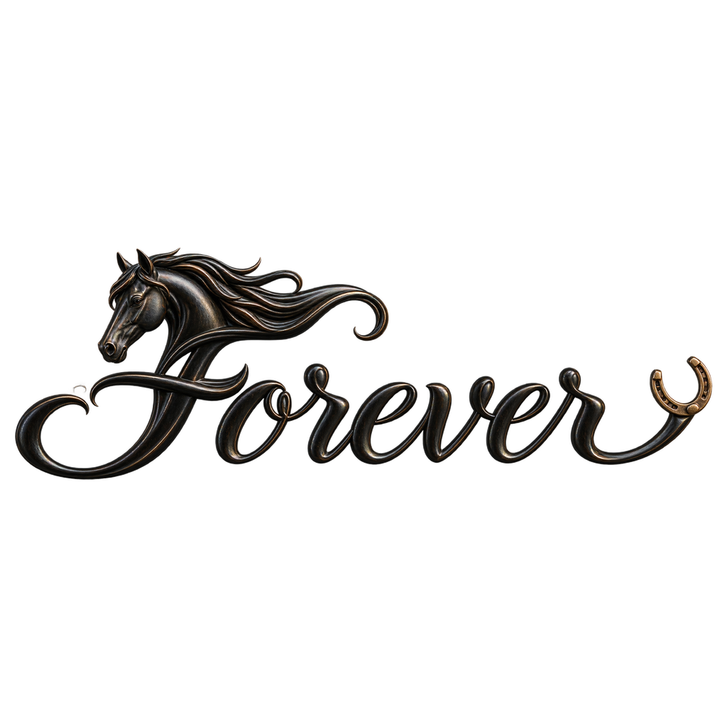 Motiv: Forever – Rappe und Hufeisen – Crop-Top – KI-gestaltetes Pferdemotiv