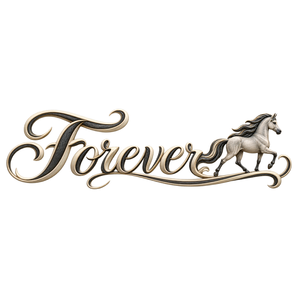 Motiv: Forever – Schimmel im Trab – Pullover – KI-gestaltetes Pferdemotiv