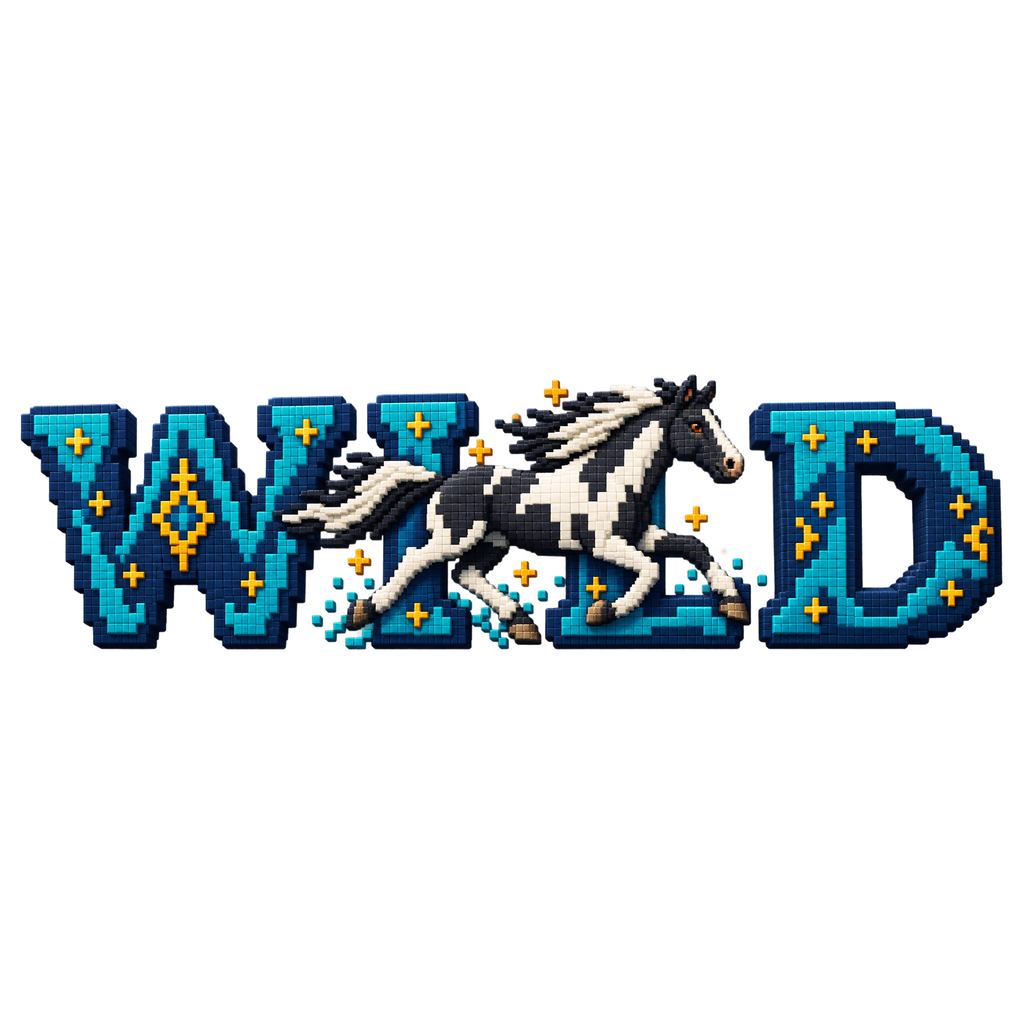 Motiv: Wild – Paint im Pixel-Galopp – Herren-T-Shirt – KI-gestaltetes Pferdemotiv