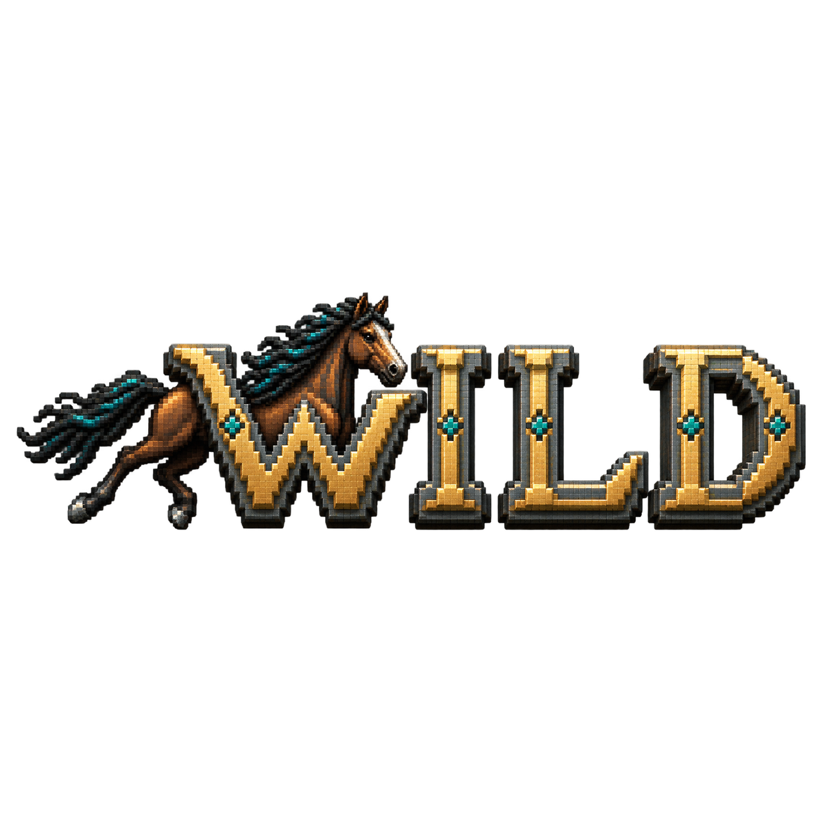 Motiv: Wild – Brauner in Gold – Herren-T-Shirt – KI-gestaltetes Pferdemotiv