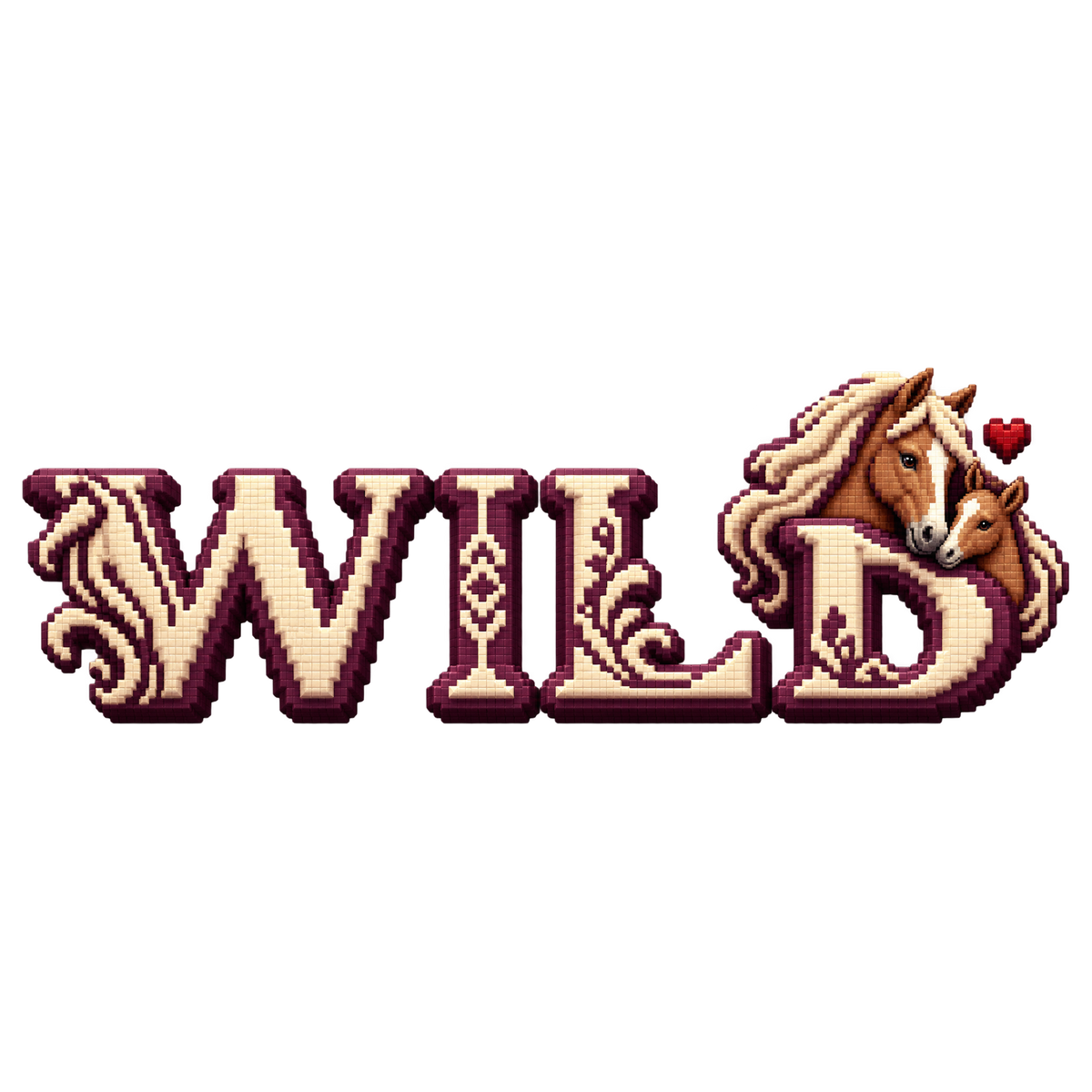 Motiv: Wild – Stute und Fohlen in Bordeaux – Ripp-Tank-Top – KI-gestaltetes Pferdemotiv