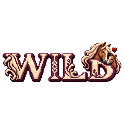 Wild – Stute und Fohlen in Bordeaux – Hoodie mit Rückendruck