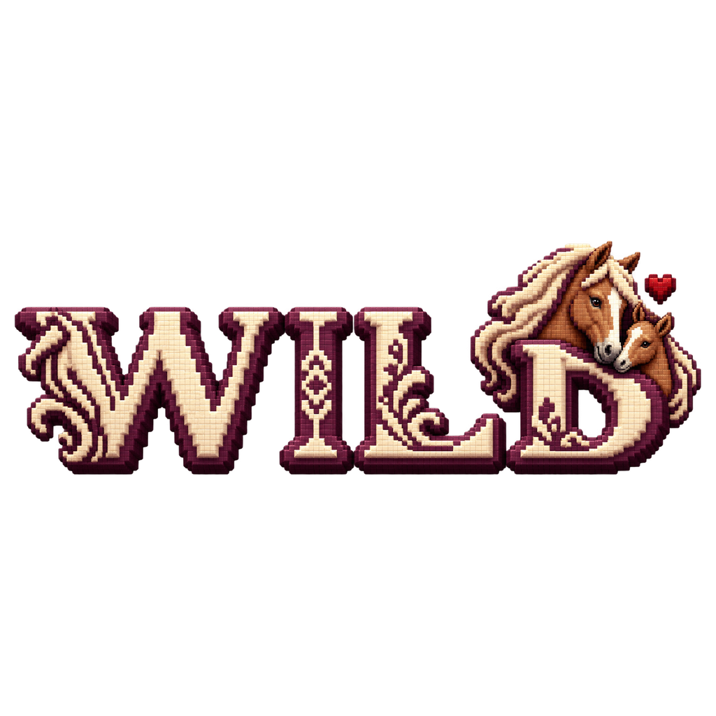 Motiv: Wild – Stute und Fohlen in Bordeaux – Herren-T-Shirt – KI-gestaltetes Pferdemotiv