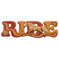 Motiv: Ride – Palomino im Retro-Rot – Hoodie mit Rückendruck – KI-gestaltetes Pferdemotiv