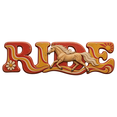 Ride – Palomino im Retro-Rot – Hoodie mit Rückendruck