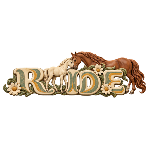 Ride – Stute und Fohlen im Blumenmeer – Hoodie mit Rückendruck
