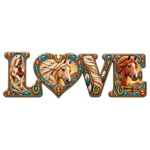 Love – Westernpferde in Türkis – Hoodie mit Rückendruck