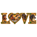 Motiv: Love – Freiheit in Smaragd und Gold – Hoodie mit Rückendruck – KI-gestaltetes Pferdemotiv