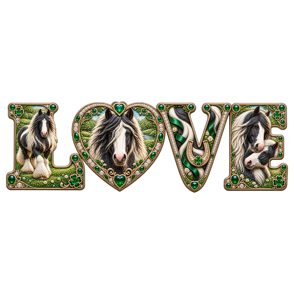 Motiv: Love – Tinker in Smaragdgrün – Hoodie – KI-gestaltetes Pferdemotiv