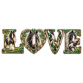 Motiv: Love – Tinker in Smaragdgrün – Damen-T-Shirt V-Ausschnitt – KI-gestaltetes Pferdemotiv