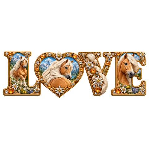 Love – Haflinger mit Edelweiß – Hoodie mit Rückendruck