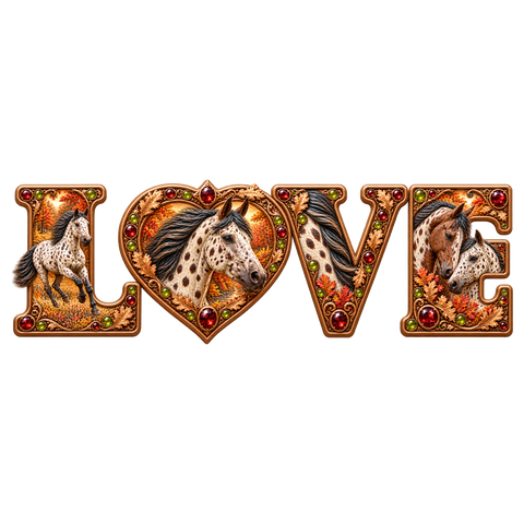 Love – Appaloosa im Herbstlaub – Hoodie mit Rückendruck