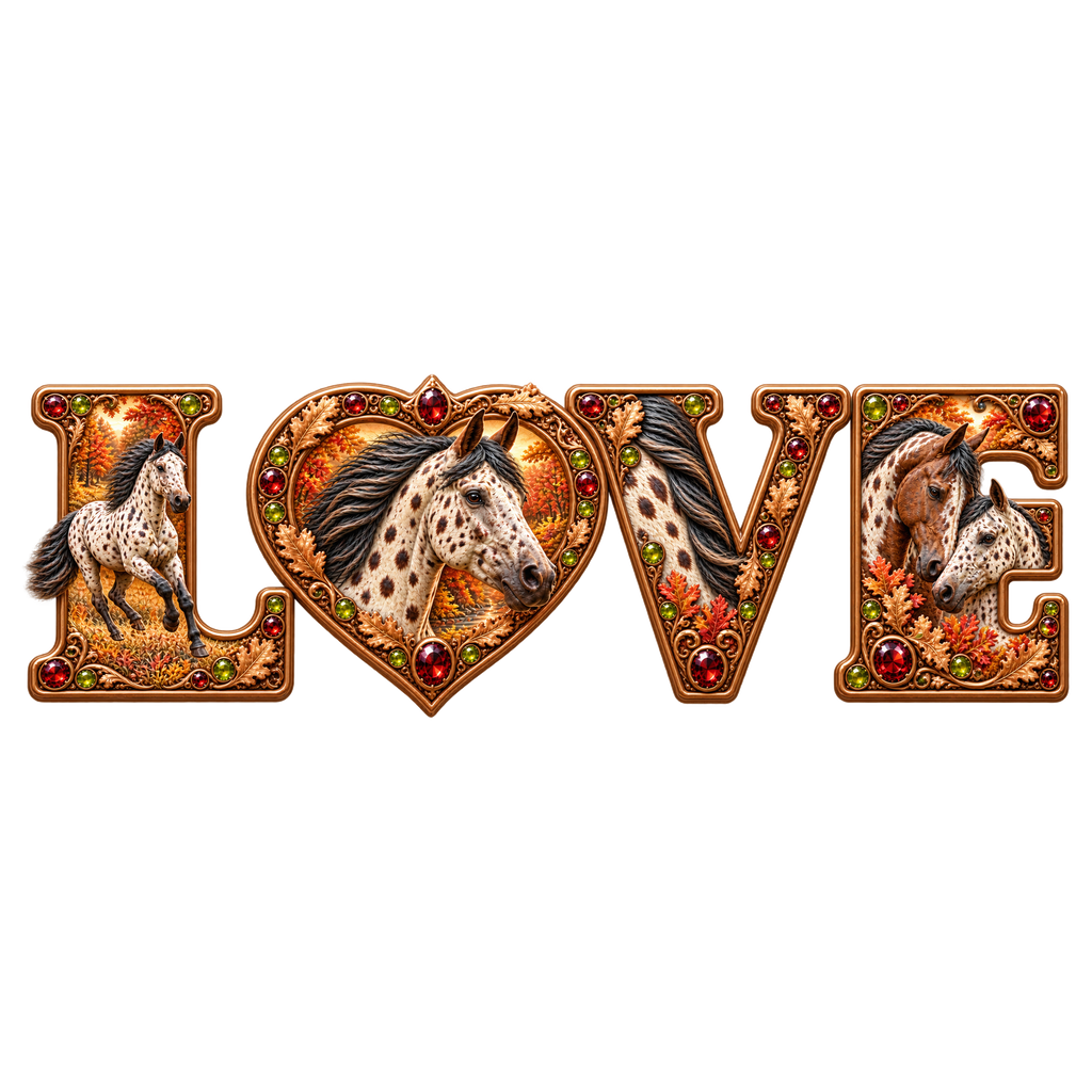 Motiv: Love – Appaloosa im Herbstlaub – Performance-Shirt Damen – KI-gestaltetes Pferdemotiv