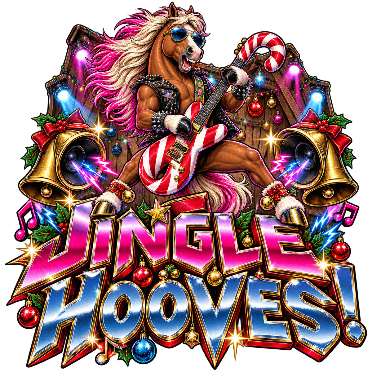 Motiv: Jingle Hooves! – Kinder-Hoodie – KI-gestaltetes Pferdemotiv