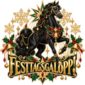 Motiv: Festtagsgalopp! – Kinder-Hoodie – KI-gestaltetes Pferdemotiv