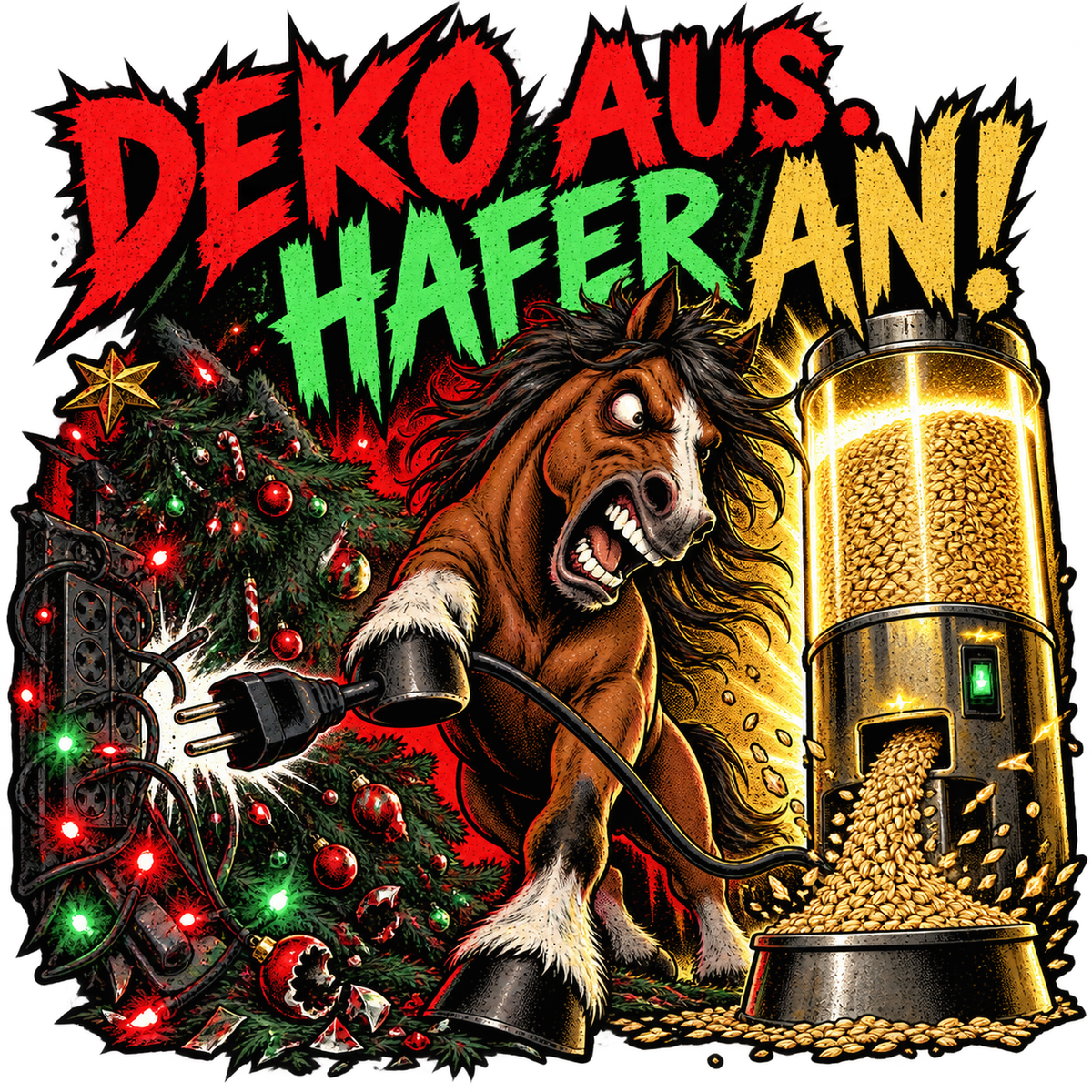 Motiv: Deko aus. Hafer an! – Hoodie – KI-gestaltetes Pferdemotiv